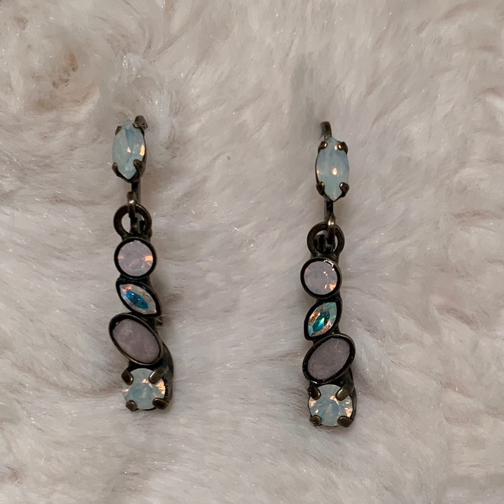 Sorrelli Iridescent Pink and White Drop Earrings